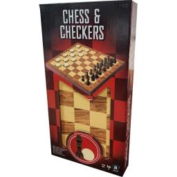 JUEGO DE MESA - AJEDREZ + DAMAS PLEGABLE DE MADERA